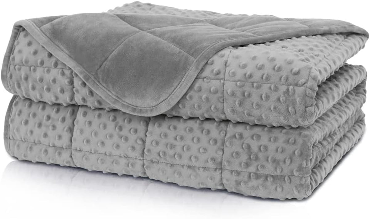 Weighted Blanket Twin 15Lbs for Adult(48"×78",Gray) Breathable Soft Minky Weighted Throw Blanket for All Season,Heavy Blanket with Premium Glass Beads
