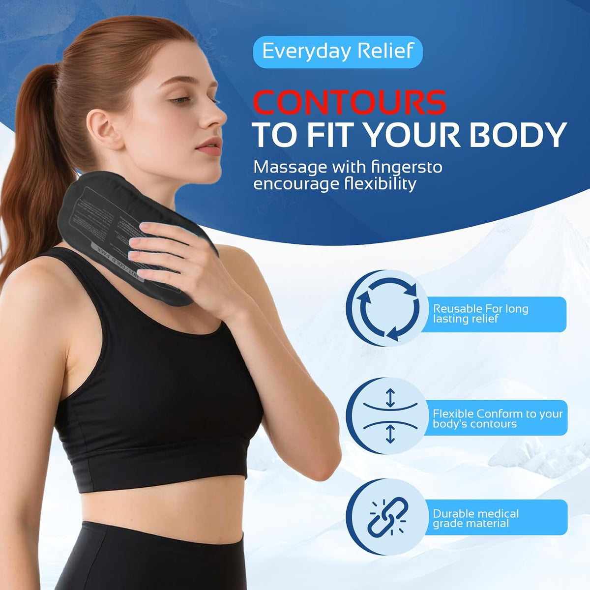 Ice Packs for Injuries Reusable (3-Piece Set) – Hot and Cold Ice Packs for Knee, Reusable Gel Wraps Support, Adjustable Ice Pack Pain Relief for Shoulders, Back Joints Muscles, Knees, Arms and Legs