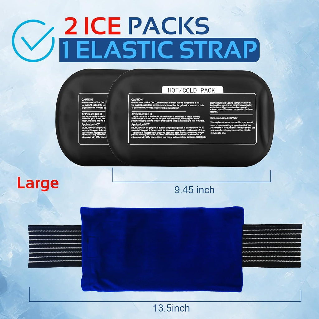 Ice Packs for Injuries Reusable (3-Piece Set) – Hot and Cold Ice Packs for Knee, Reusable Gel Wraps Support, Adjustable Ice Pack Pain Relief for Shoulders, Back Joints Muscles, Knees, Arms and Legs