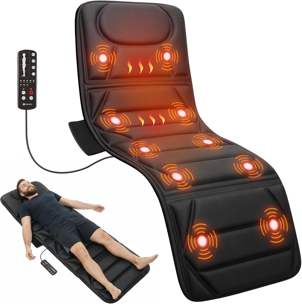 Full Body Massage Mat with Heat, 10 Motor Massage Pad for Sofa, Bed