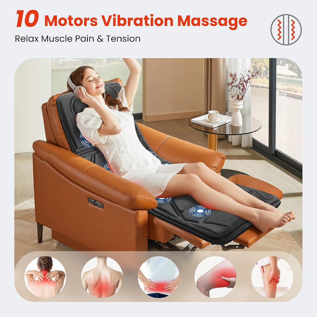 Full Body Massage Mat with Heat, 10 Motor Massage Pad for Sofa, Bed